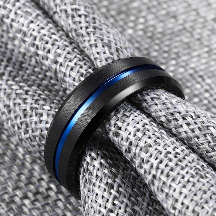 Men's Fashion Simple Flat Black Tungsten Steel Ring - Trendha