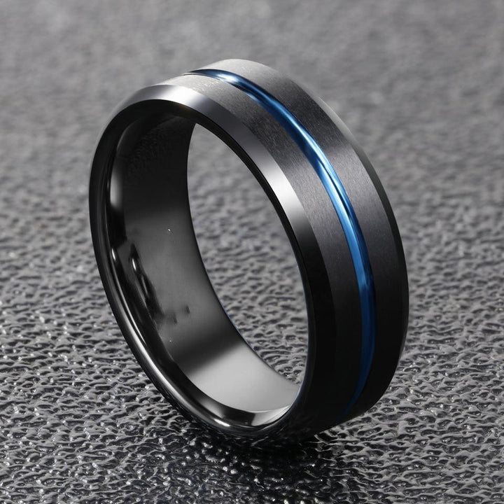 Men's Fashion Simple Flat Black Tungsten Steel Ring - Trendha