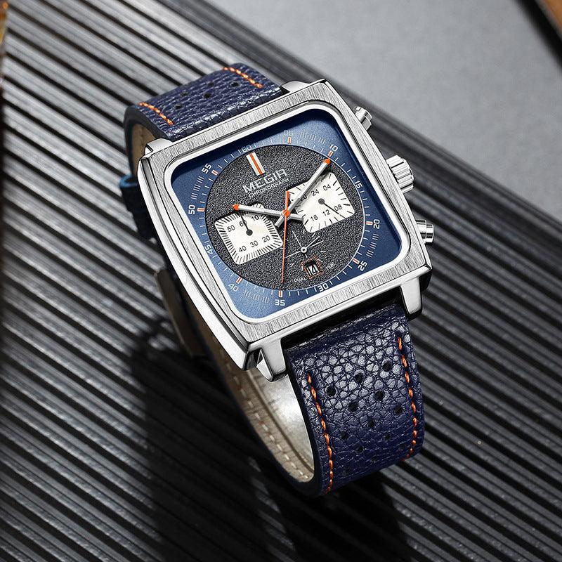 Men's Fashion Square Multifunction Waterproof Luminous Calendar Watch - Trendha