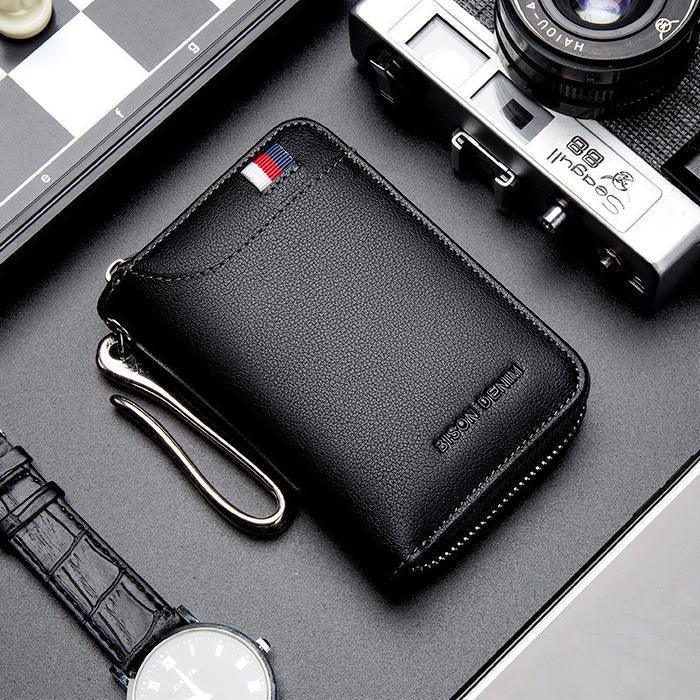 Men's Large-capacity Zipper Real Cowhide Card Case - Trendha