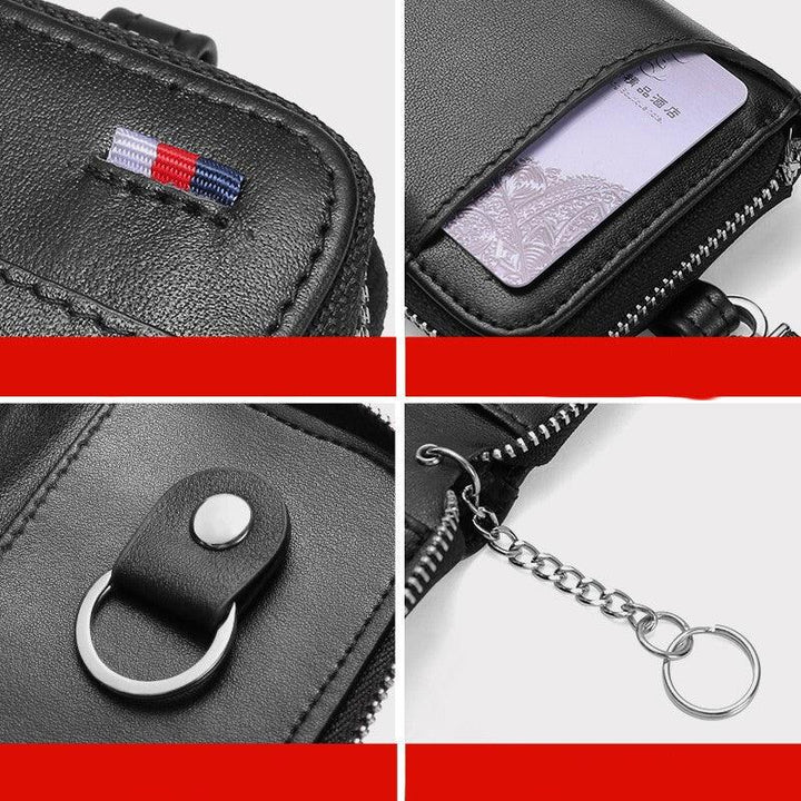 Men's Large-capacity Zipper Real Cowhide Card Case - Trendha