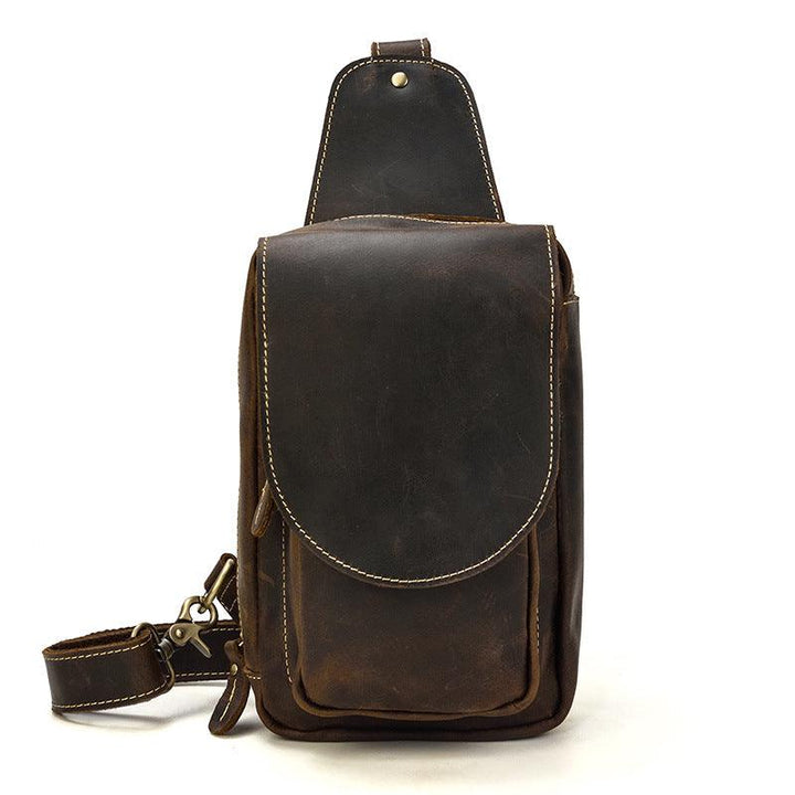 Men's Leather Chest Sports Shoulder Messenger Bag - Trendha