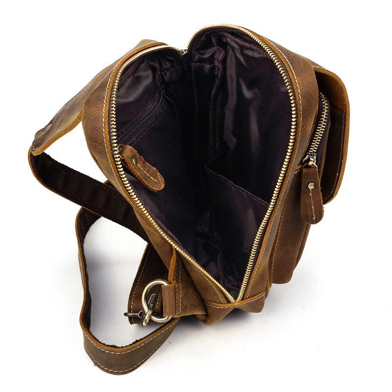 Men's Leather Chest Sports Shoulder Messenger Bag - Trendha