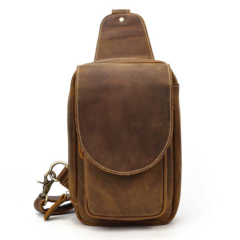 Men's Leather Chest Sports Shoulder Messenger Bag - Trendha