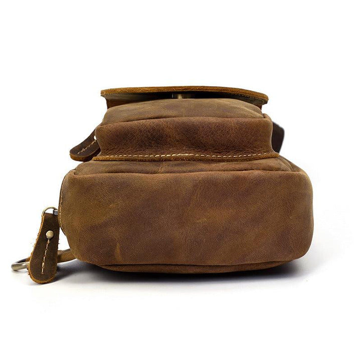 Men's Leather Chest Sports Shoulder Messenger Bag - Trendha