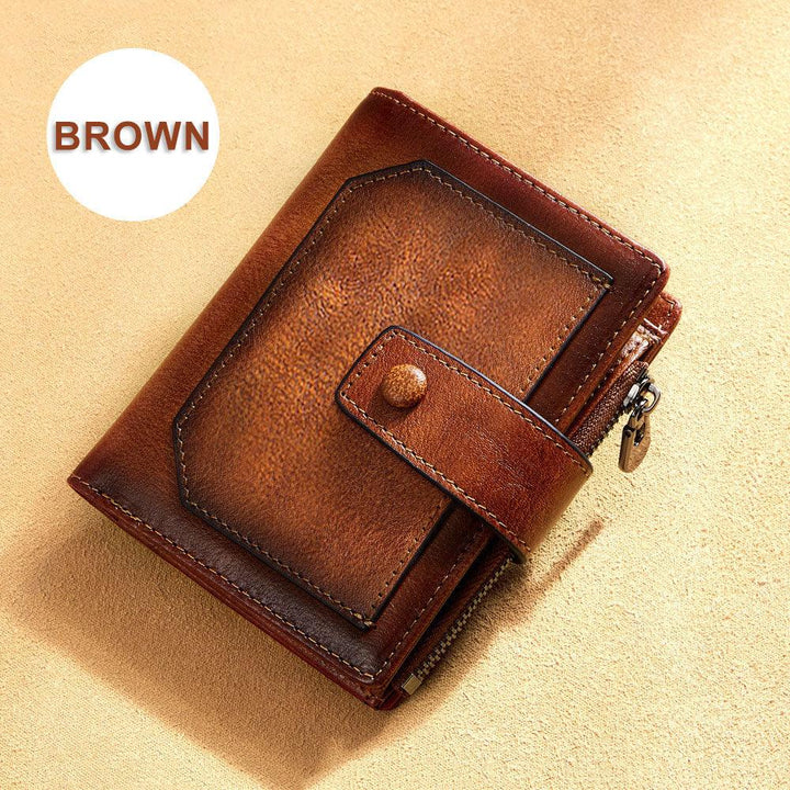 Men's Leather Wallet Three Fold Multi Card Space - Trendha