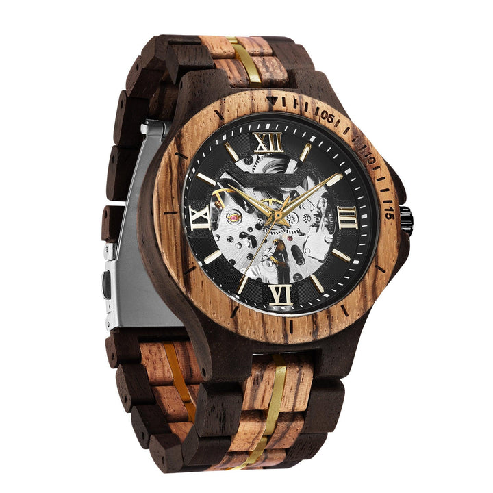 Men's Mechanical Watch Automatic Pure Wood Handmade - Trendha