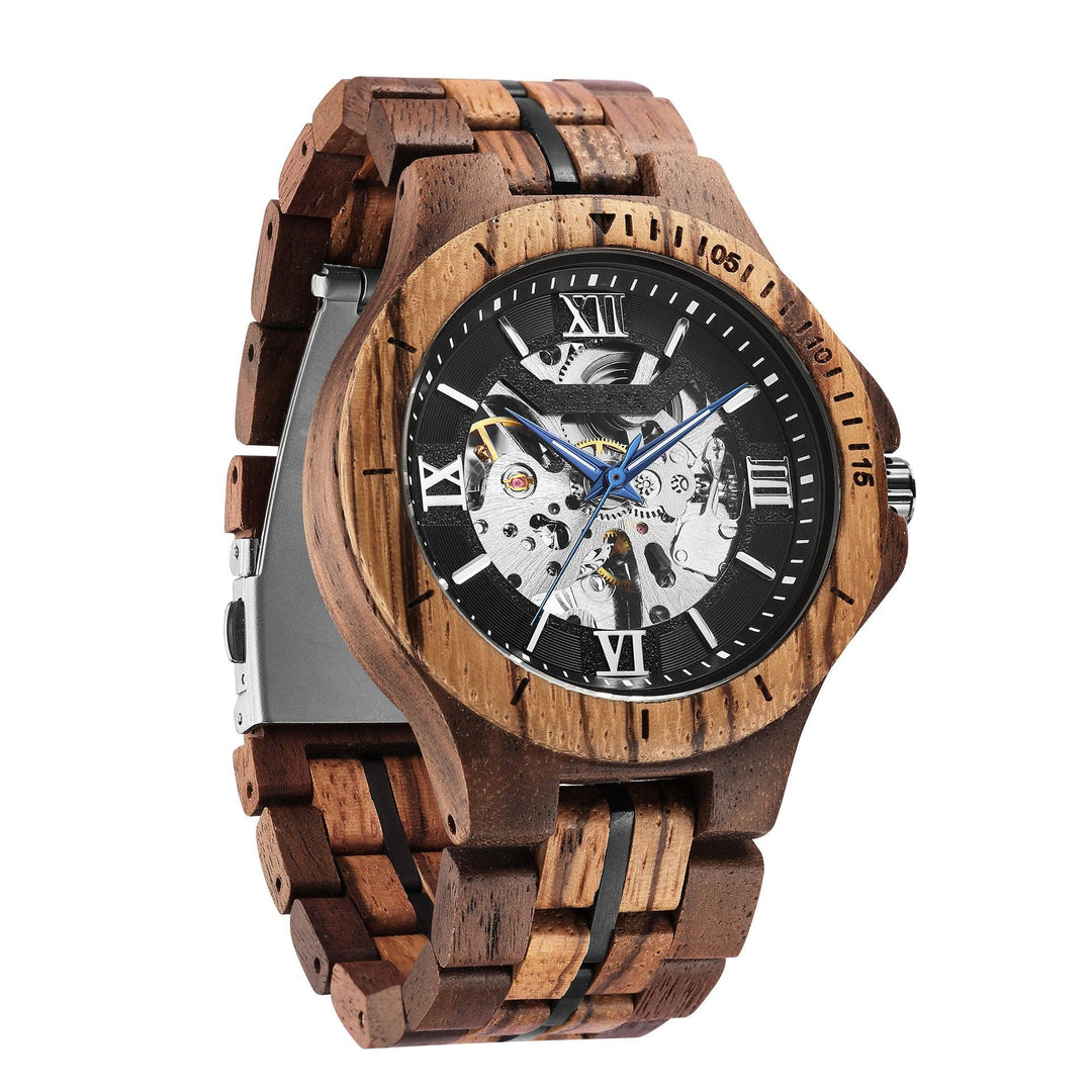 Men's Mechanical Watch Automatic Pure Wood Handmade - Trendha