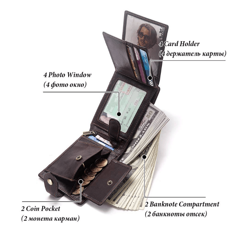 Men's Multi-card Anti-magnetic Real Cowhide Wallet - Trendha