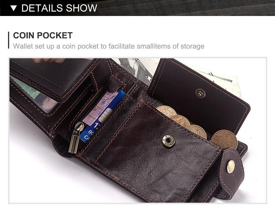 Men's Multi-card Anti-magnetic Real Cowhide Wallet - Trendha