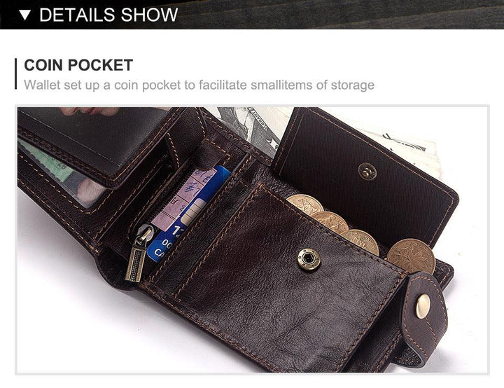 Men's Multi-card Anti-magnetic Real Cowhide Wallet - Trendha