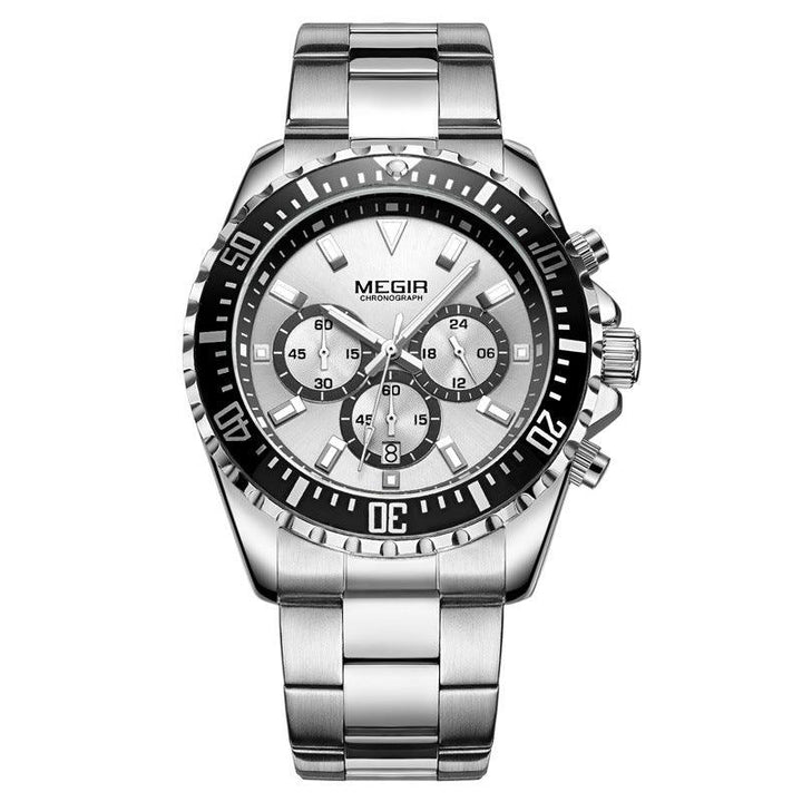 Men's Multifunctional Chronograph Solid Steel Band Watch - Trendha
