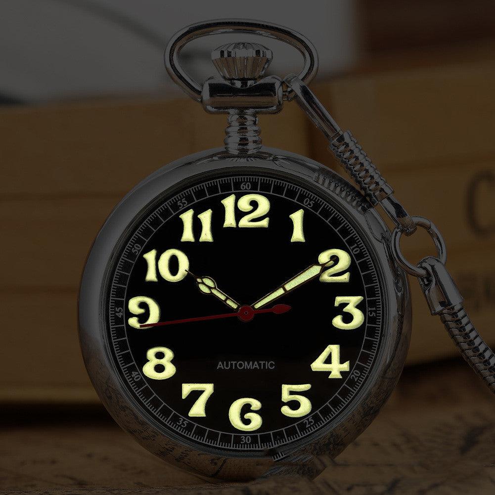 Men's Retro Luminous Digital Face Manual Manipulator Snake Chain Pocket Watch - Trendha