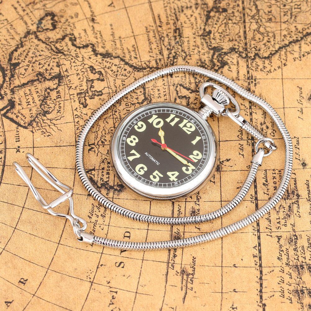 Men's Retro Luminous Digital Face Manual Manipulator Snake Chain Pocket Watch - Trendha