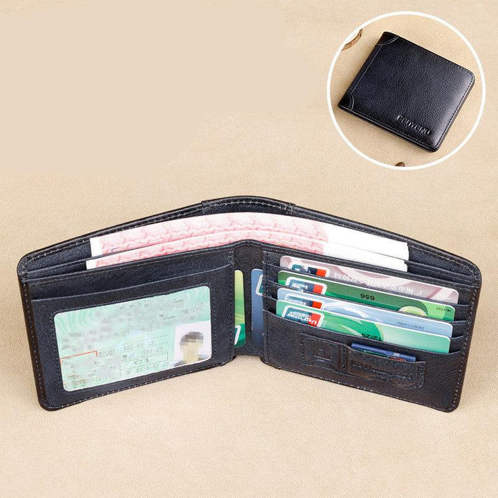 Men's Short Leather Large-capacity Horizontal Wallet - Trendha