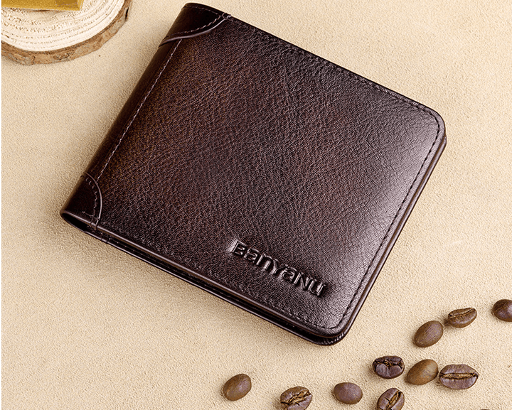 Men's Short Leather Large-capacity Horizontal Wallet - Trendha