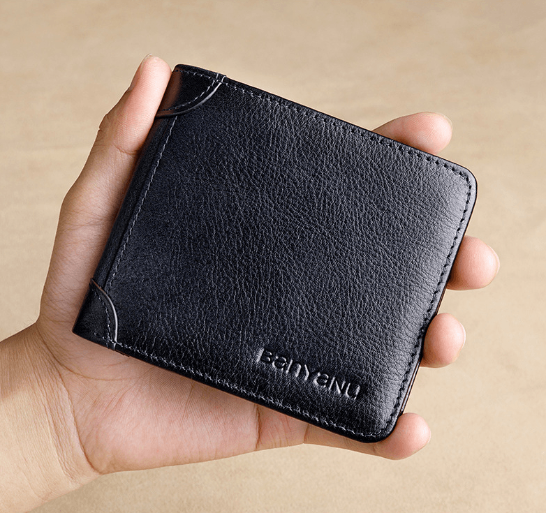 Men's Short Leather Large-capacity Horizontal Wallet - Trendha