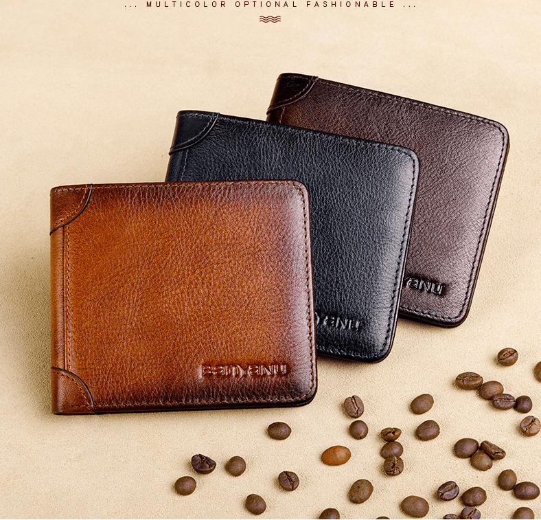Men's Short Leather Large-capacity Horizontal Wallet - Trendha