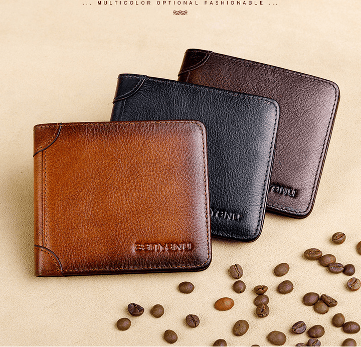 Men's Short Leather Large-capacity Horizontal Wallet - Trendha