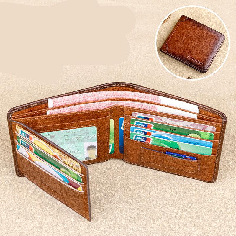 Men's Short Leather Large-capacity Horizontal Wallet - Trendha