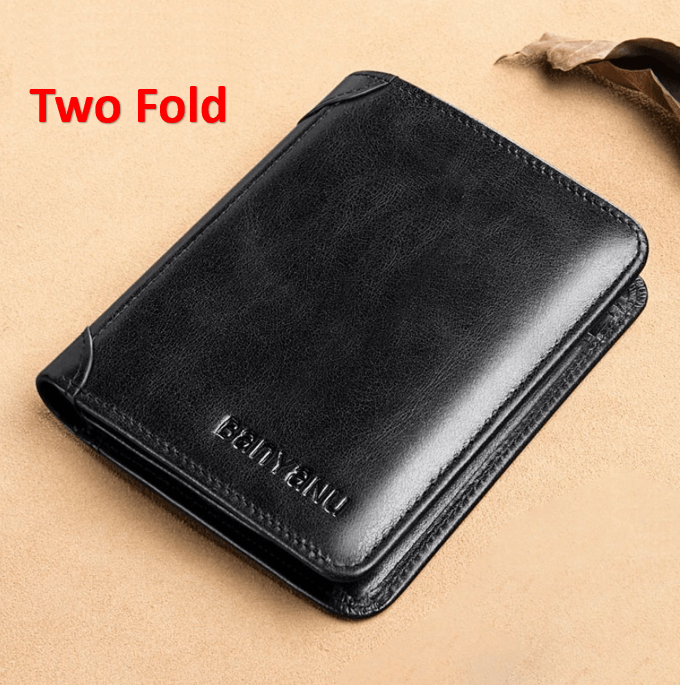 Men's Short Matte Leather Tri-fold Vertical Wallet - Trendha