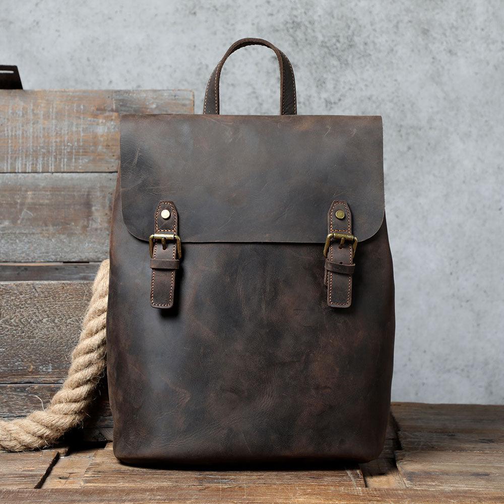 Men's Vintage Top Layer Cowhide Backpack - Trendha