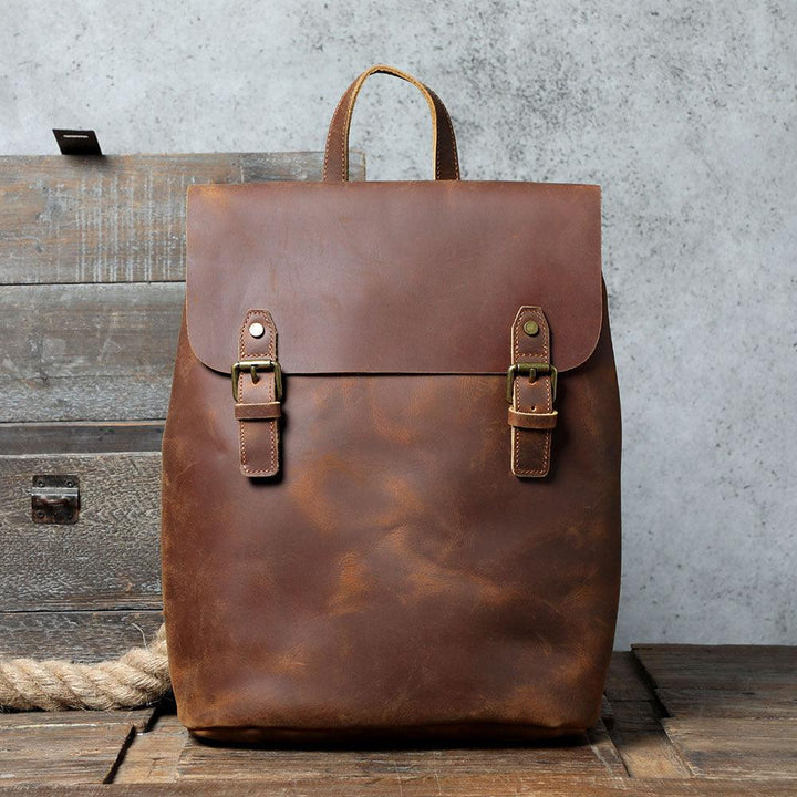 Men's Vintage Top Layer Cowhide Backpack - Trendha