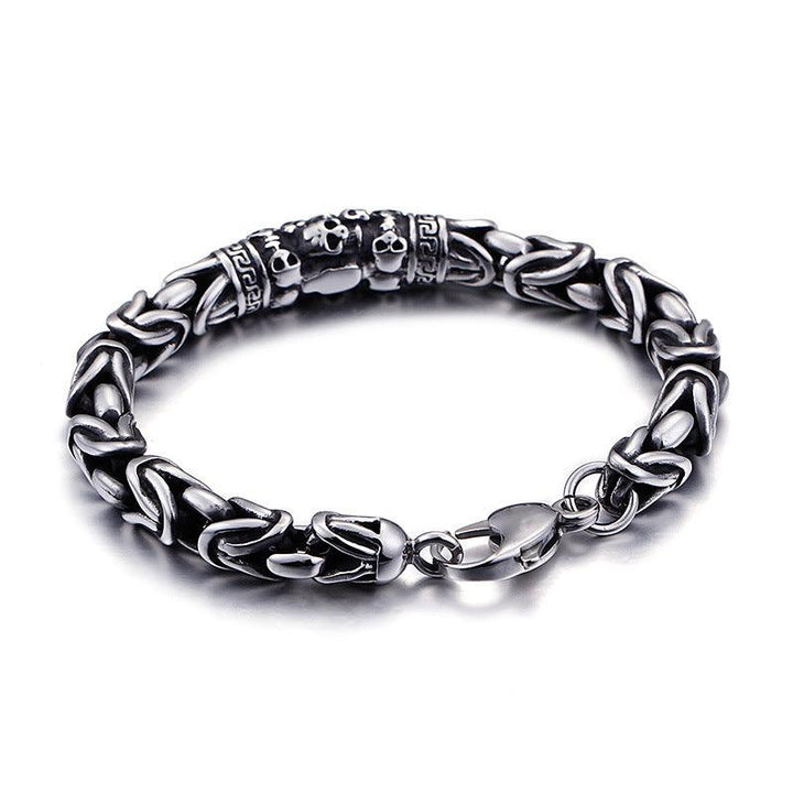 Mens Cool Gothic Style Skeleton Punk Metal Braided Chain Bracelet - Trendha