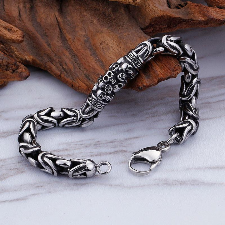 Mens Cool Gothic Style Skeleton Punk Metal Braided Chain Bracelet - Trendha