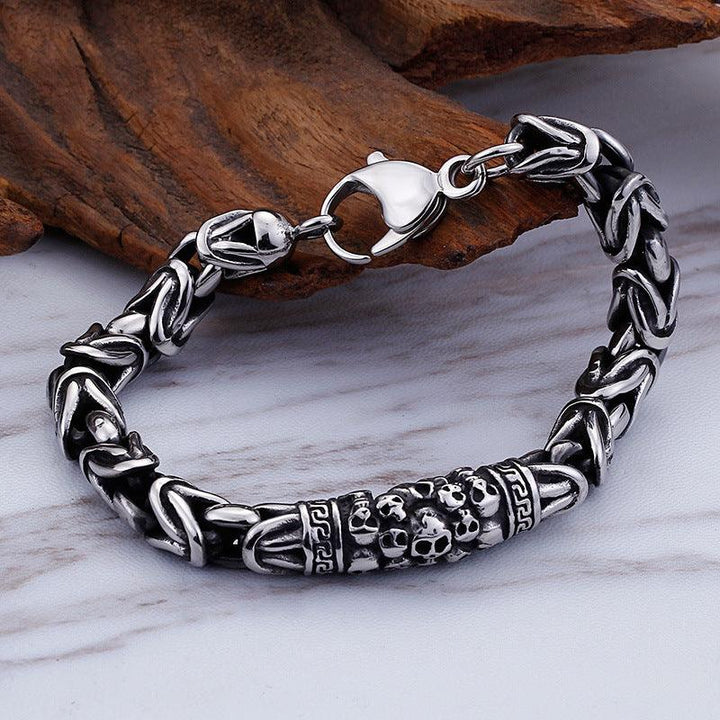 Mens Cool Gothic Style Skeleton Punk Metal Braided Chain Bracelet - Trendha