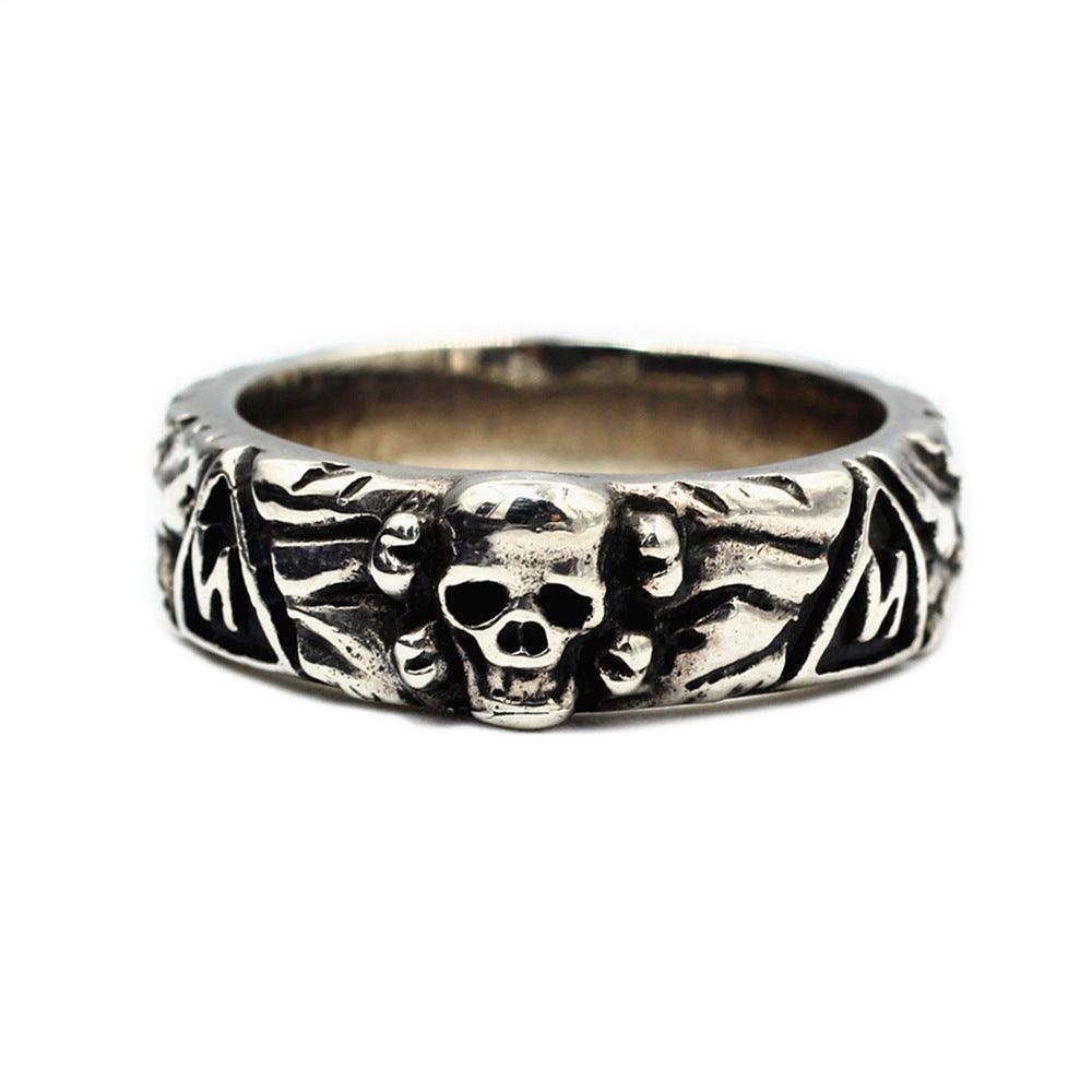 Mens Fashion Simple Sterling Silver Skull Ring - Trendha