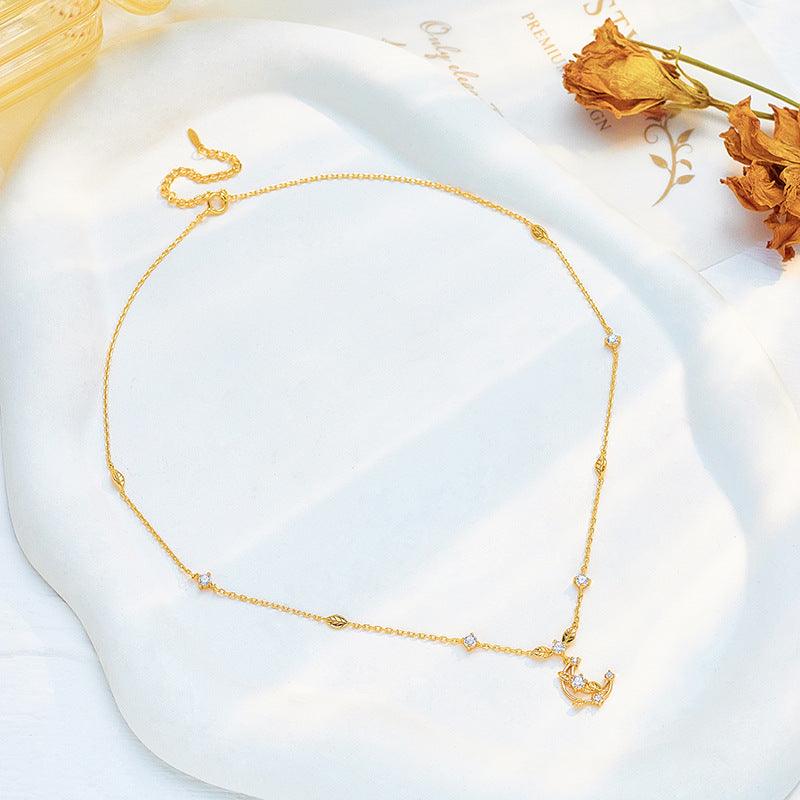 Moon Necklace Woven With Leaves - Trendha