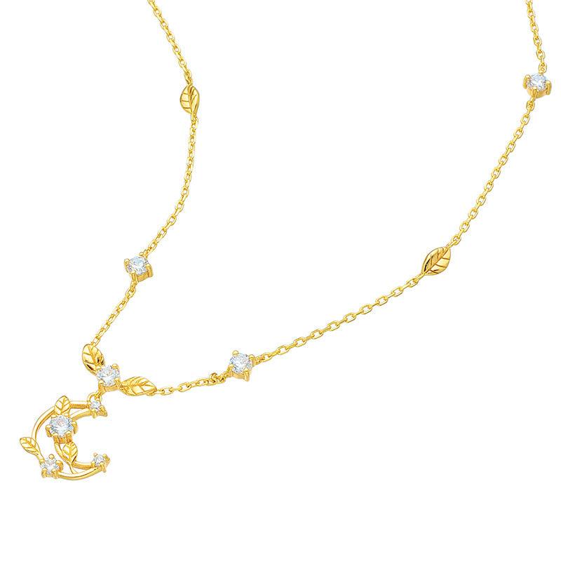Moon Necklace Woven With Leaves - Trendha