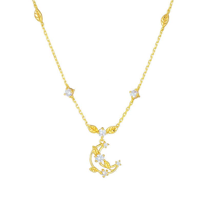 Moon Necklace Woven With Leaves - Trendha