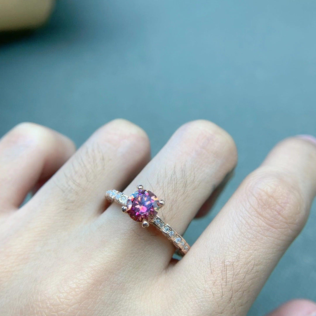 Mosonite Champagne Gold Diamond Ring - Trendha