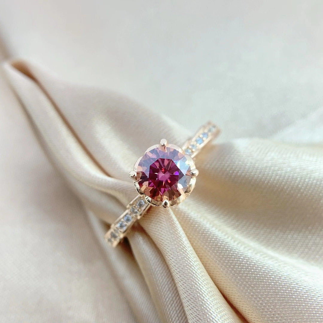 Mosonite Champagne Gold Diamond Ring - Trendha