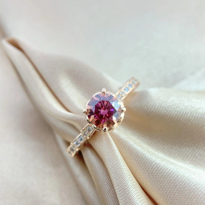 Mosonite Champagne Gold Diamond Ring - Trendha