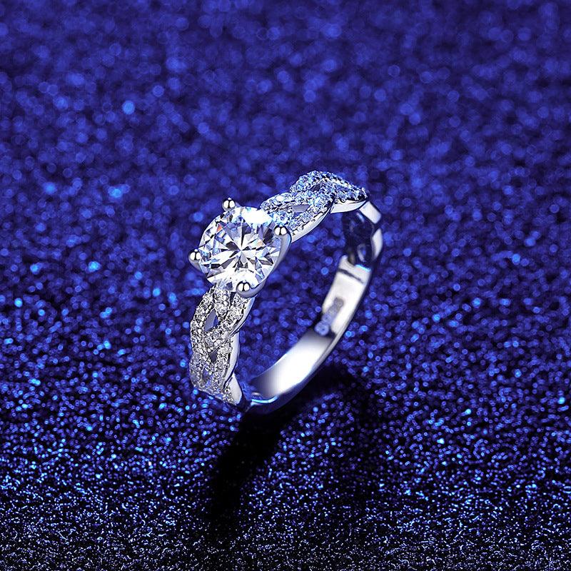 Mossan Diamond Ring 925 Sterling Silver