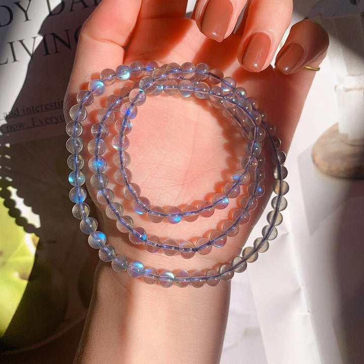 Natural Grey Moonstone Three Circle Bracelet - Trendha