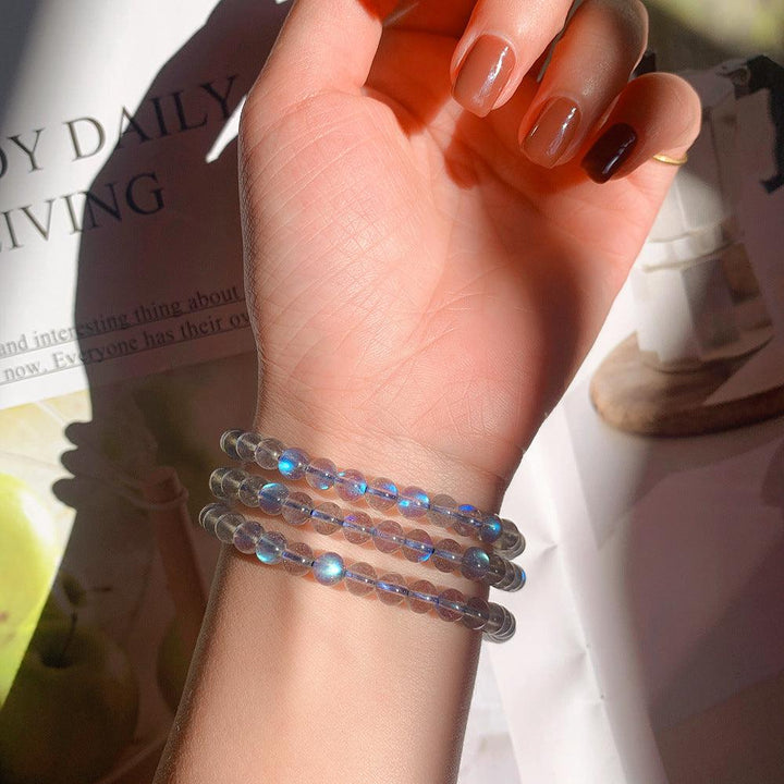 Natural Grey Moonstone Three Circle Bracelet - Trendha