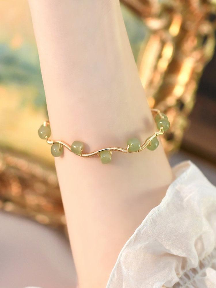 Natural Hetian Jade Bracelet Waves - Trendha