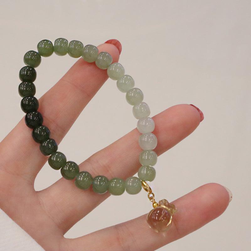 Natural Hotan Qingshui Gradual Change Jade Barrel Bead Bracelet - Trendha