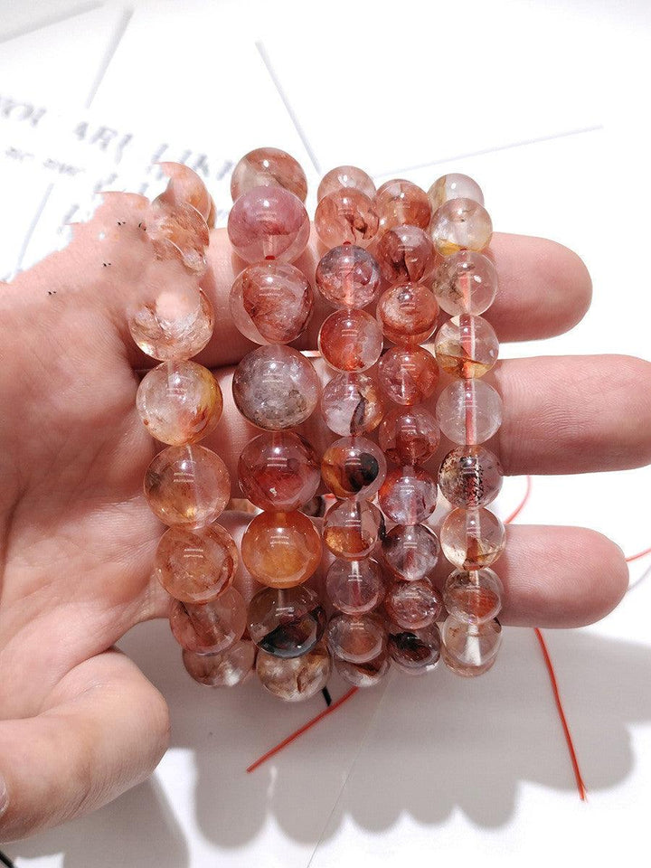 Natural Red Glue Flower Crystal Bracelet - Trendha