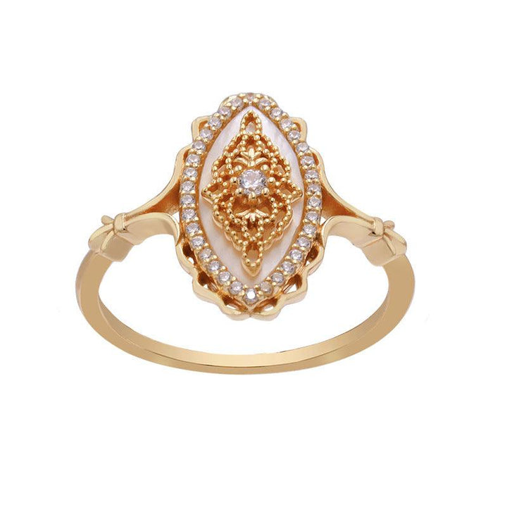 Natural White Shell Vintage Style Ring - Trendha