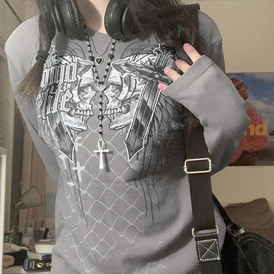 New Casual Halloween Skull Print Pullover For Women - Trendha