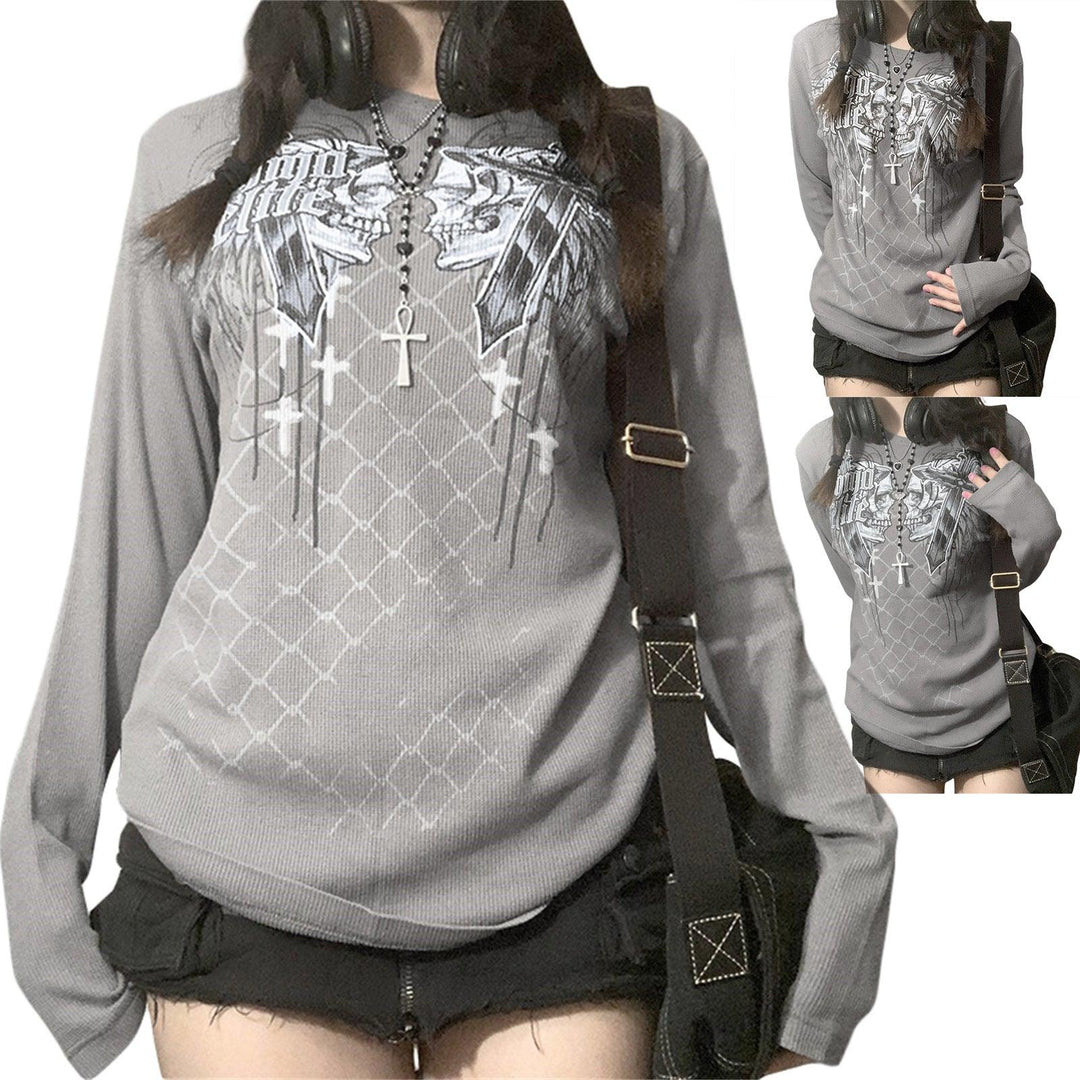New Casual Halloween Skull Print Pullover For Women - Trendha