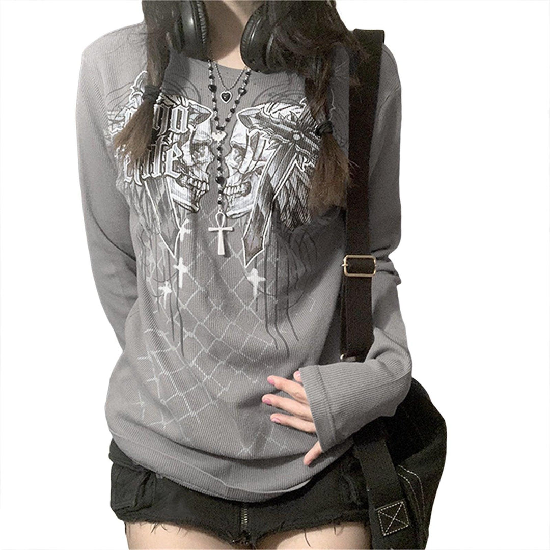 New Casual Halloween Skull Print Pullover For Women - Trendha