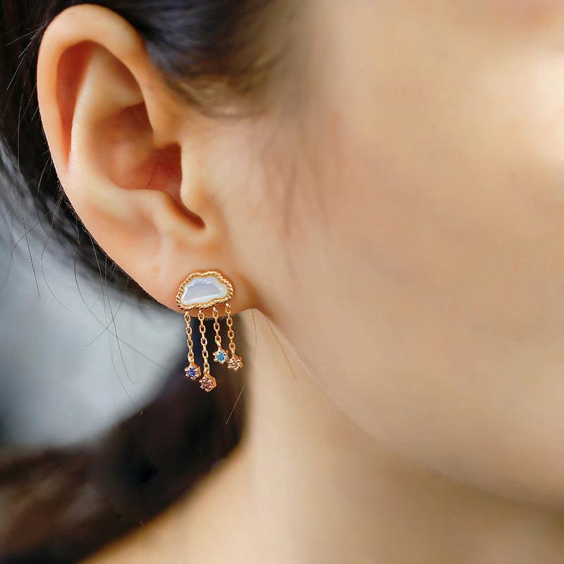 New Cloud White Butterflies Earrings