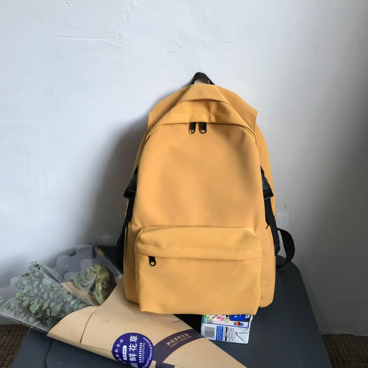 New Japanese And Korean Early High School Student Bag Nylon Solid Color Waterproof Lightweight Backpack College Students Couple Backpack - Trendha