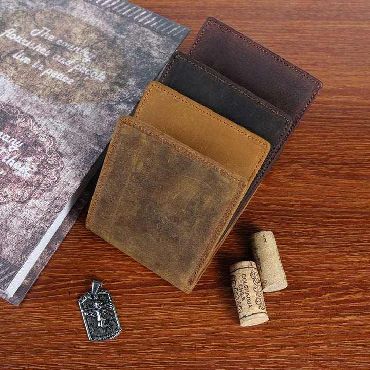 New Men's Cow Leather Wallet Short - Trendha